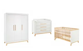 Chambre Miami Blanc : lit, commode, armoire 3 portes